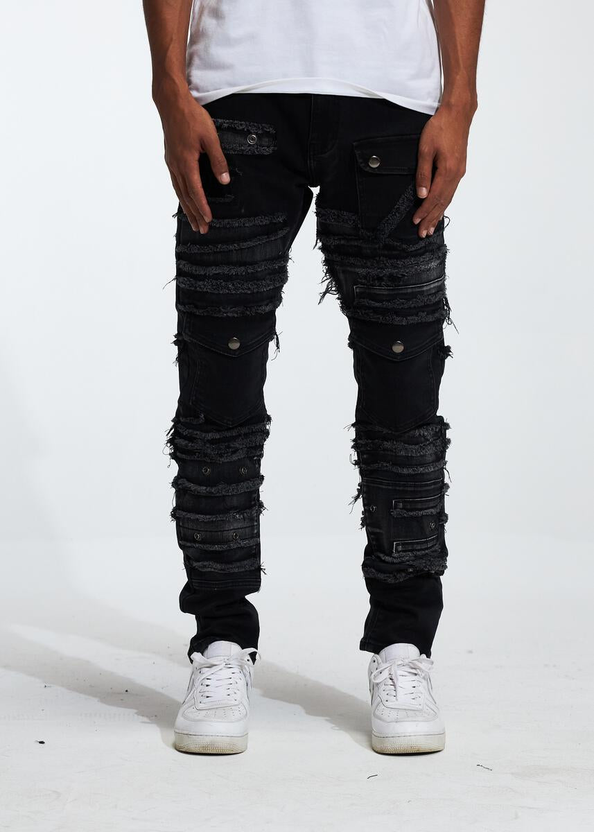 Crysp Denim - Gate Cargo Black Jeans - CRYF222-213