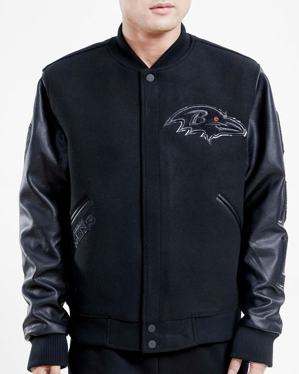 Pro Standard (FBR641675) - Baltimore Ravens Triple Black Logo Varsity Jacket - Black