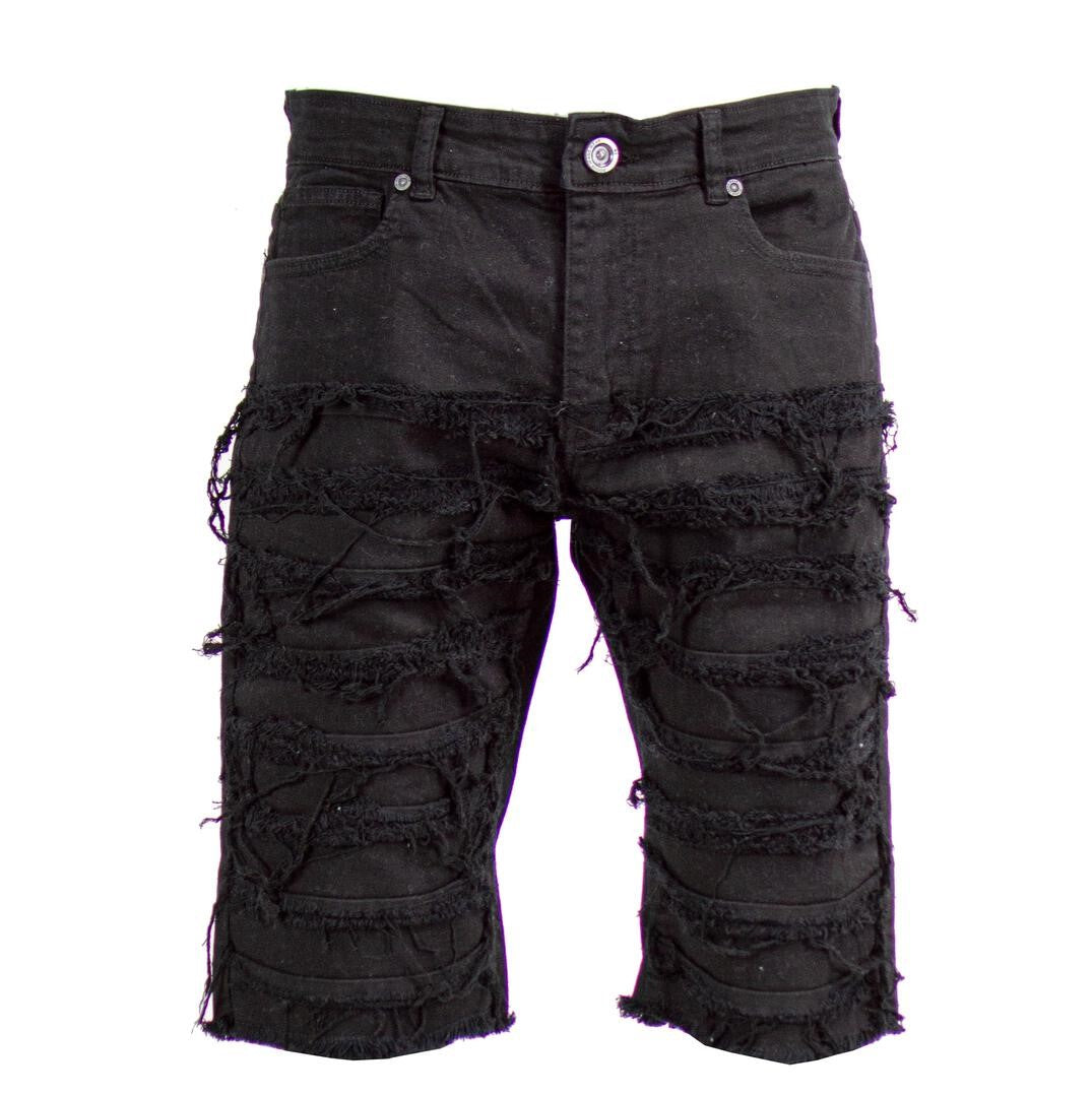 Shredded Focus Shorts - Jet Black