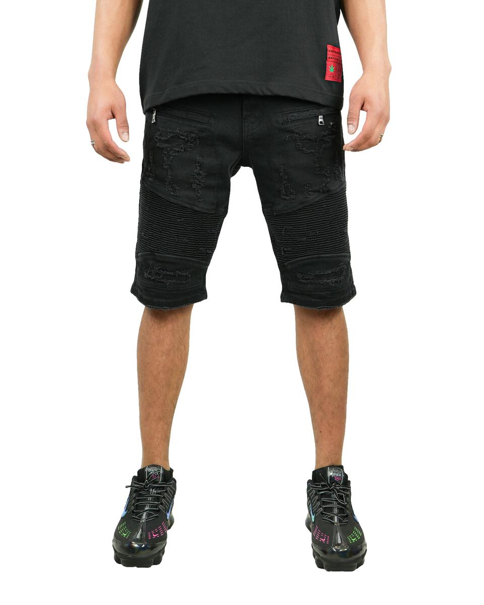 Eldredge Black Motto Denim Shorts