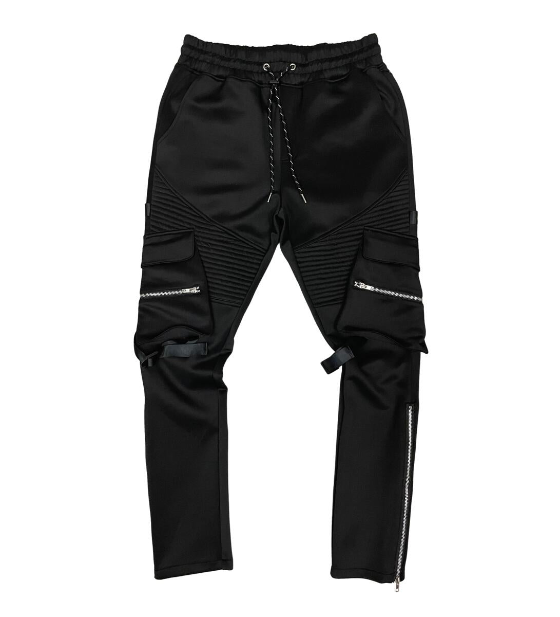Biker Cargo Track Pants w/ Stacked Fit Option - Black
