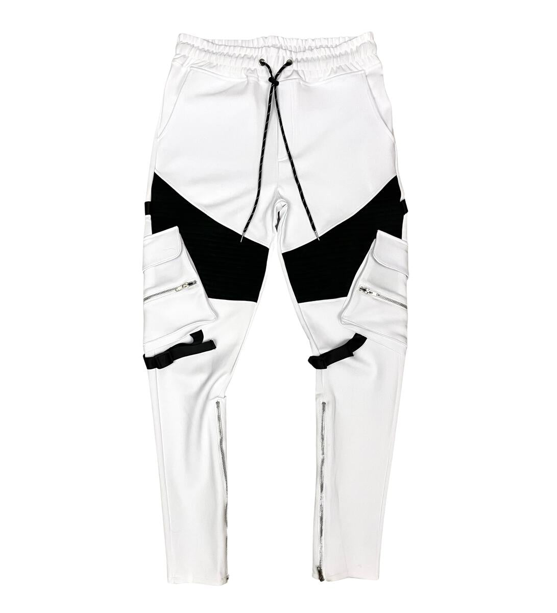 Biker Cargo Track Pants w/ Stacked Fit Option - White