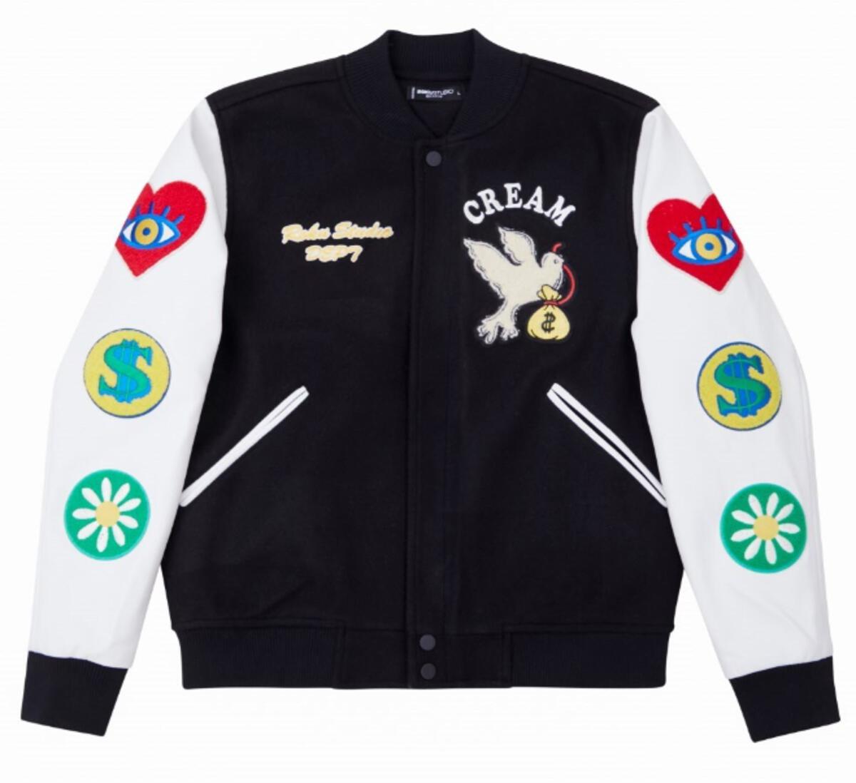 Roku Studio - Cream Varsity Jacket - Black White - RK6480852