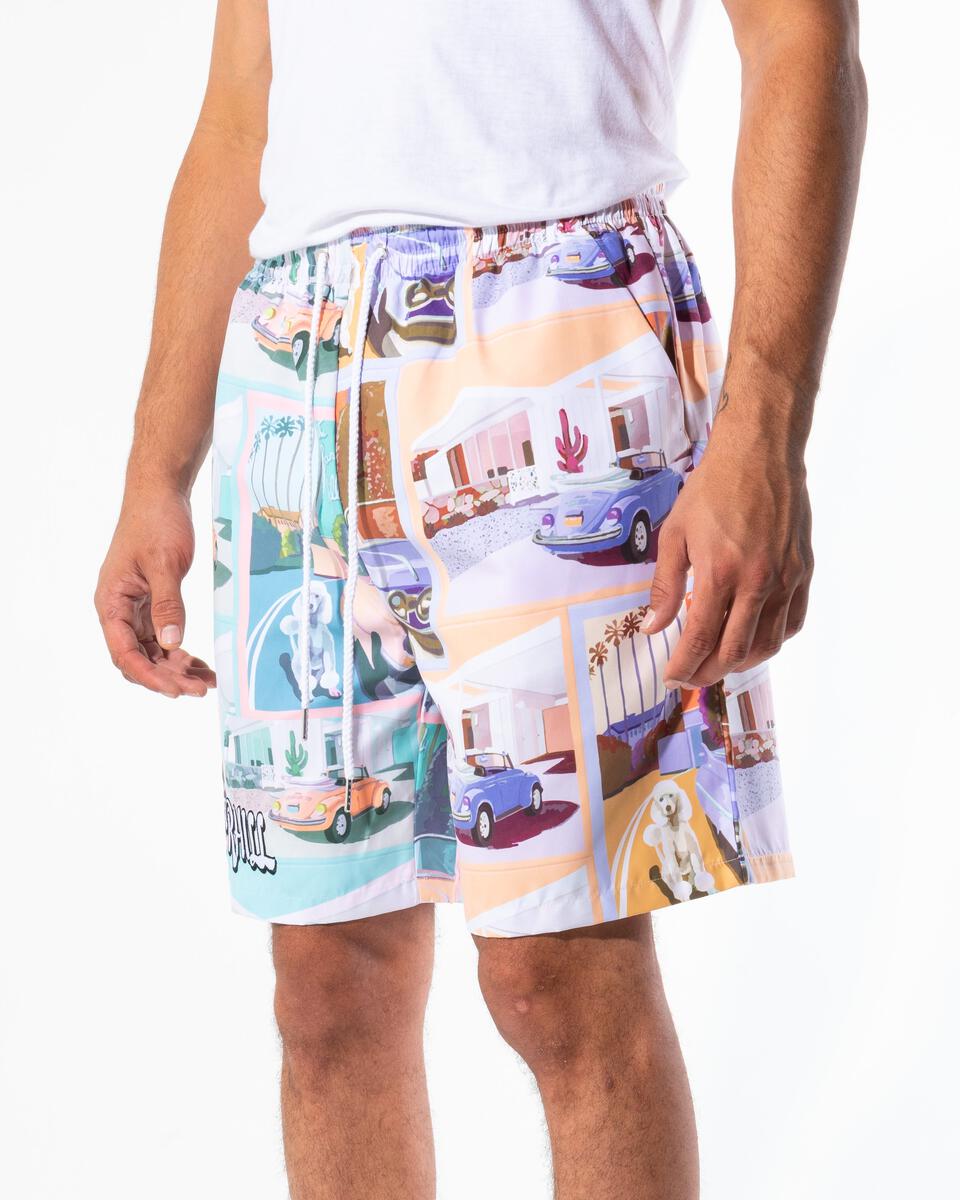 Beverly Hills Cabana Shorts - Orange/Mint