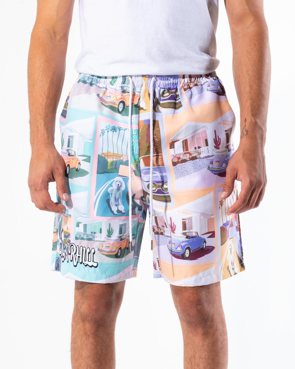 Beverly Hills Cabana Shorts - Orange/Mint
