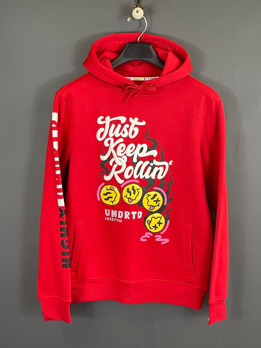 Highly Undrtd (UF2602) - Just Keep Rolling Hoodie - Red