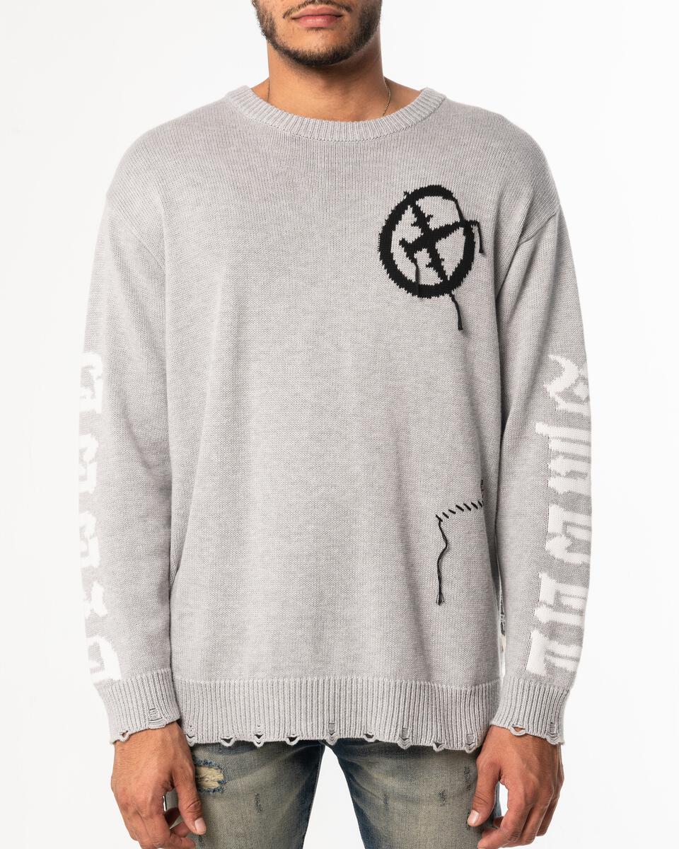 Broken Sweater - Ash Grey/Black - GFQS-22-10