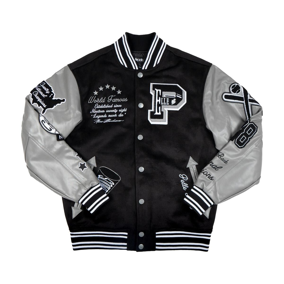 World Famous Pelle Varsity Jacket Black