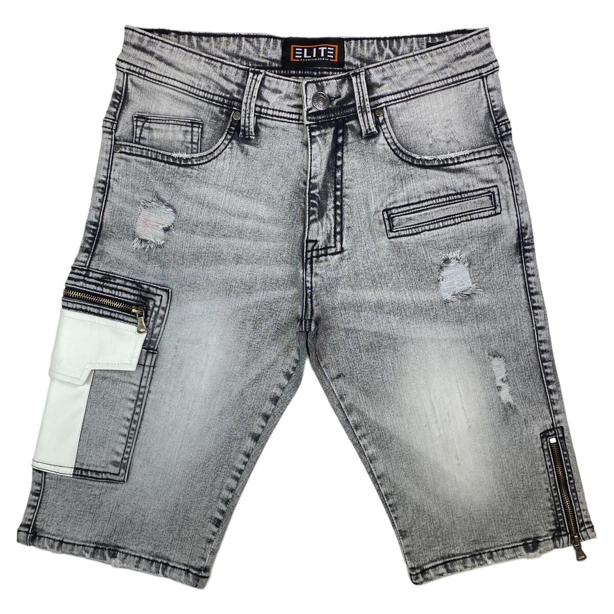 Elite Premium Denim - Grey Acid Men's Denim Shorts