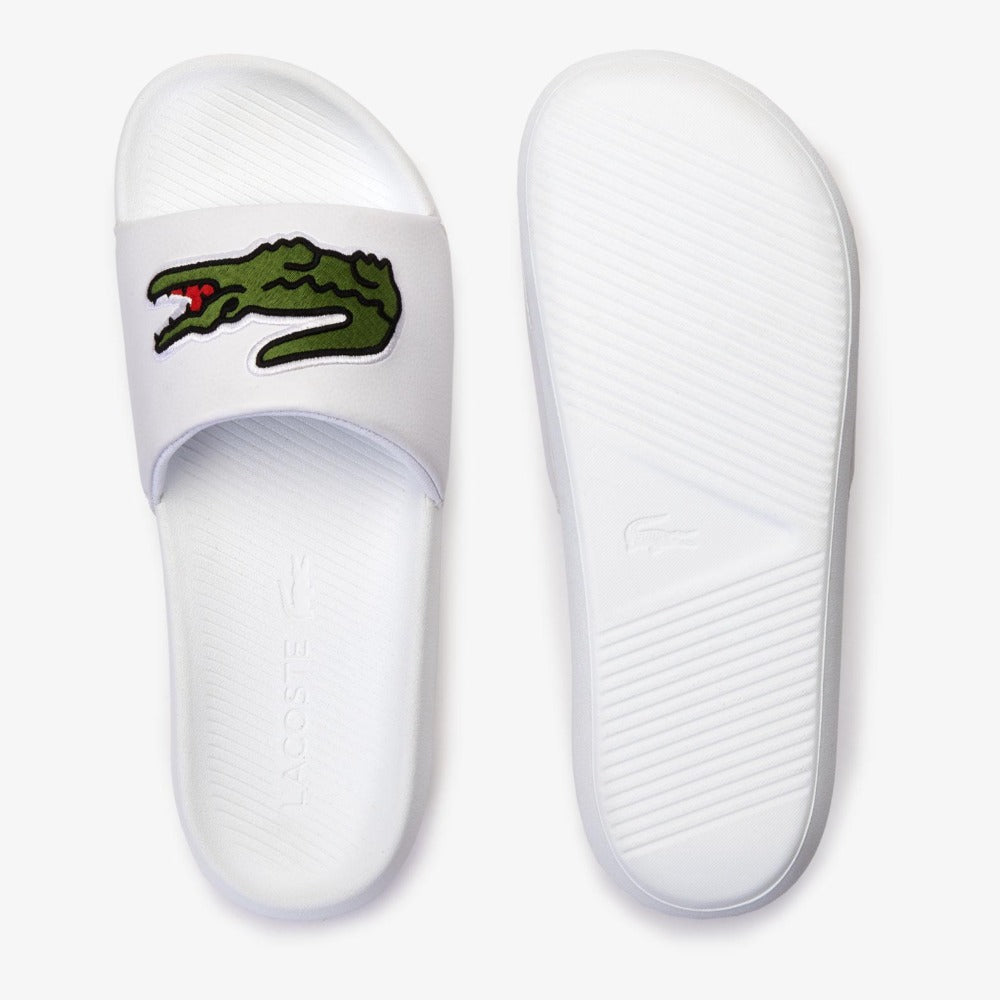 Men's Croco Synthetic Slides-White