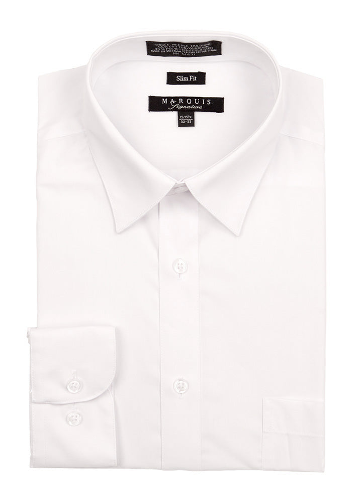 Marquis (009SL) - Solid Slim Fit Dress Shirt - White