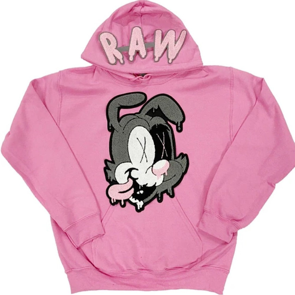 Rawyalty-Kids Raw Bunny Pink Chenille Hoodie-Pink