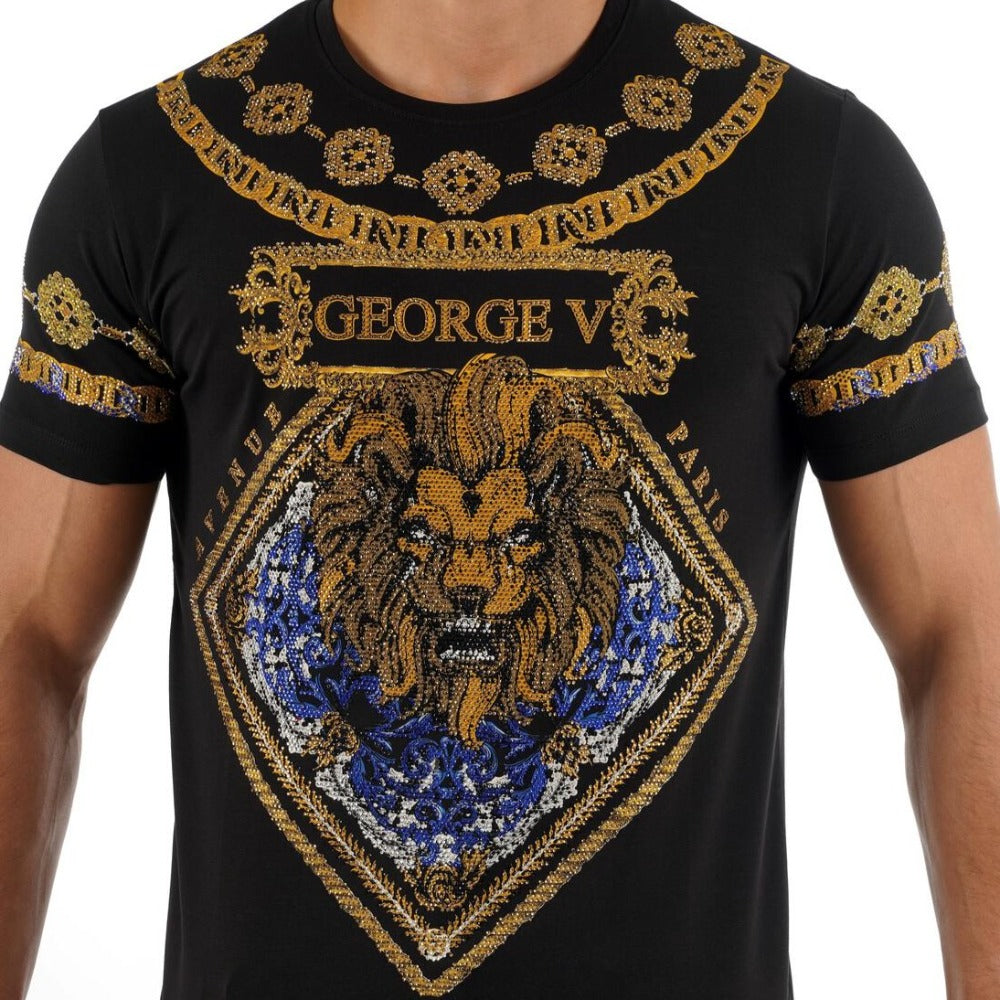 George V-GV Leo Tee Shirt-Black