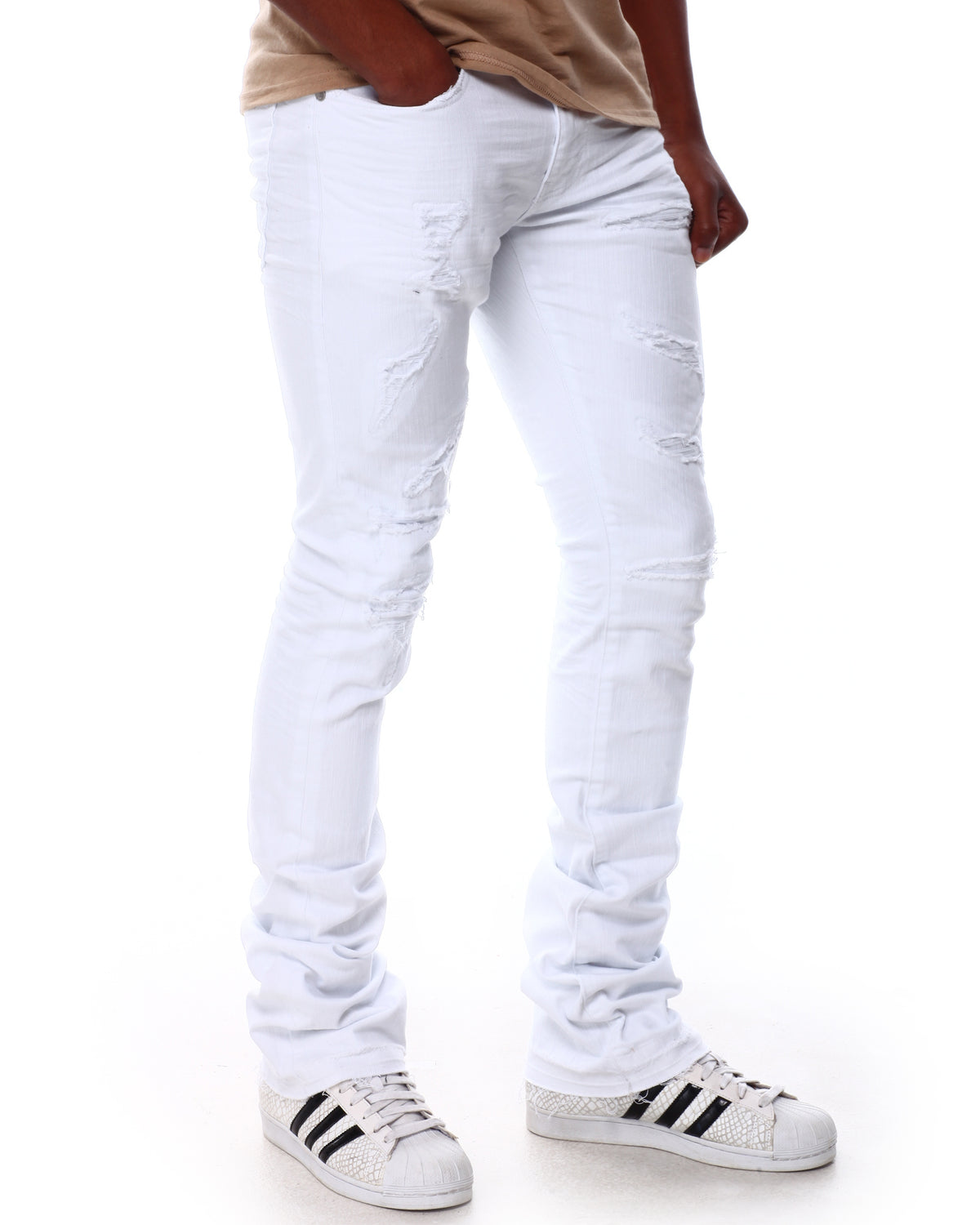 Jordan Craig-Martin-Flared Stacked Jeans-White-JTF955R