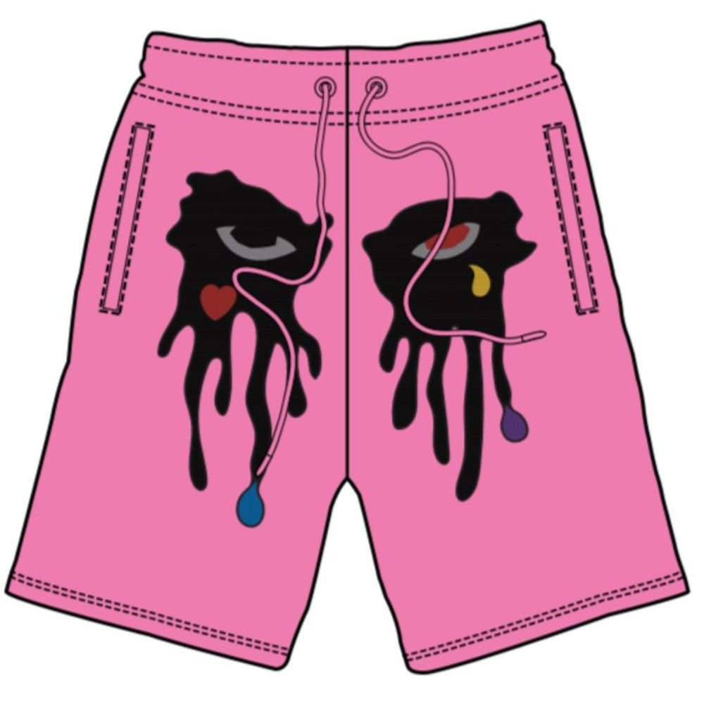 Roku Studio-Rhinestone Tear Drip Shorts-Pink