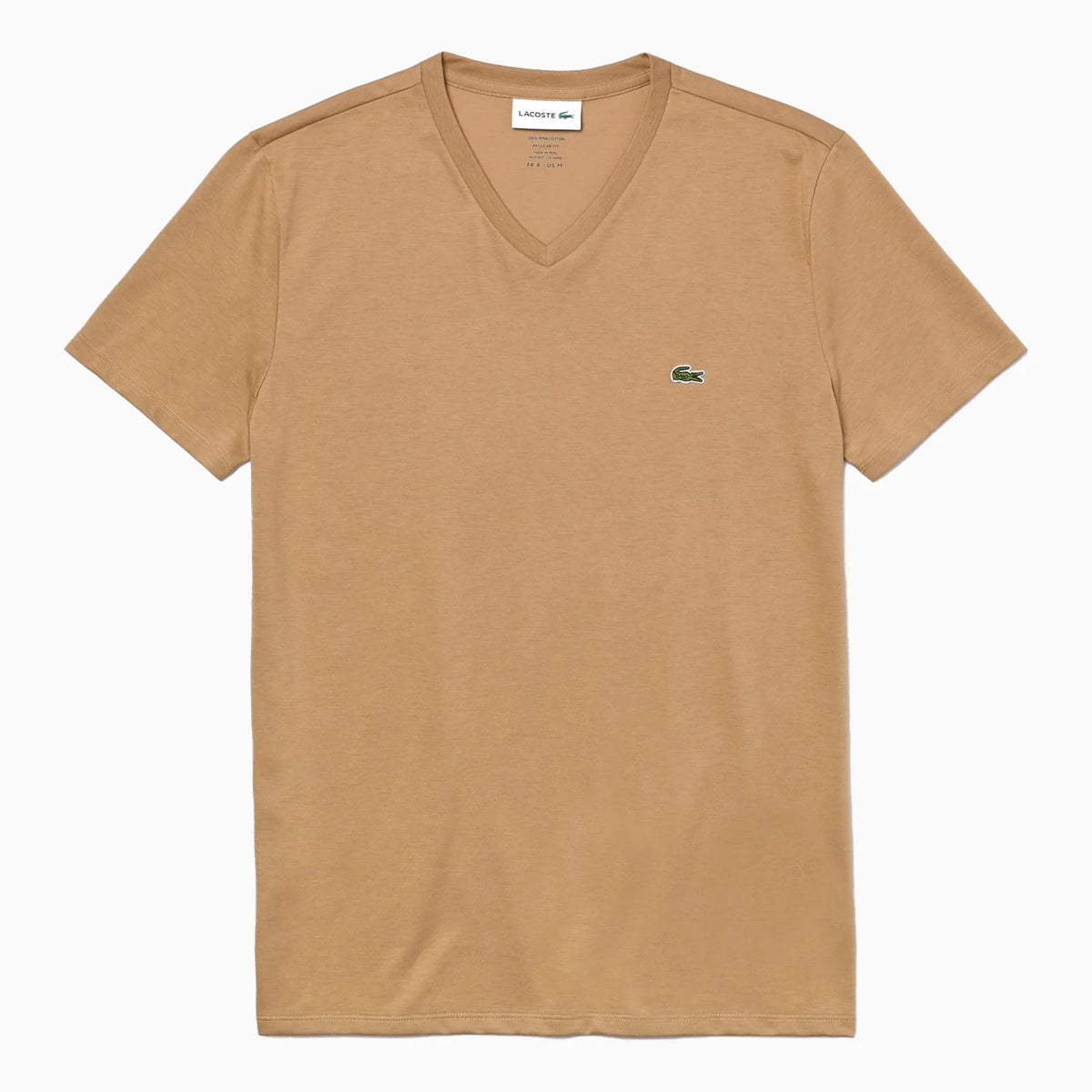 Lacoste - V-Neck Pima Cotton T-Shirt - Beige