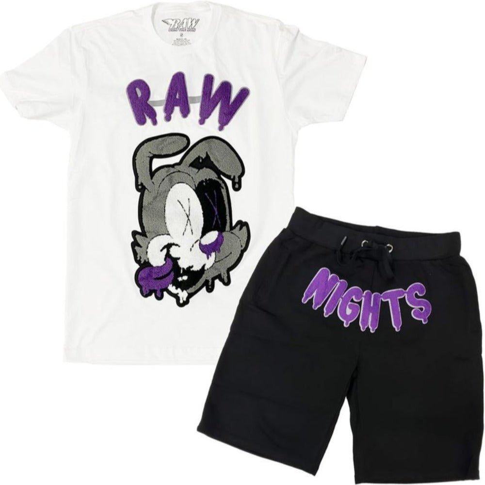 RAW Night Purple Chenille Set-White/Black