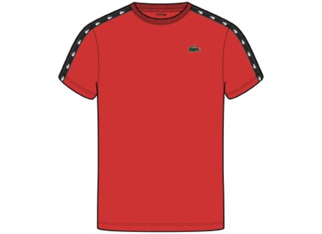 LaCoste-Men's SPORT Crocodile-Stripe T-Shirt-Corrida/Black • G64-TH8686
