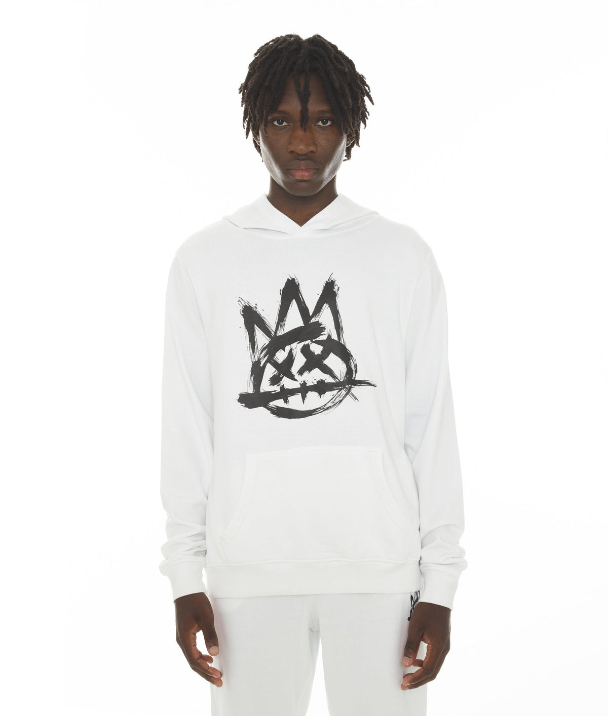French Terry Pullover Hooded Sweatshirt In White