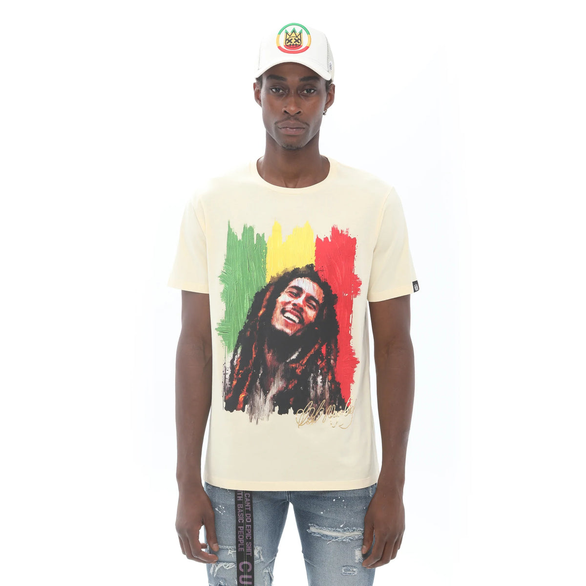 Cult Of Individuality - Short Sleeve Crew Neck Tee "Marley Legend" In Winter White