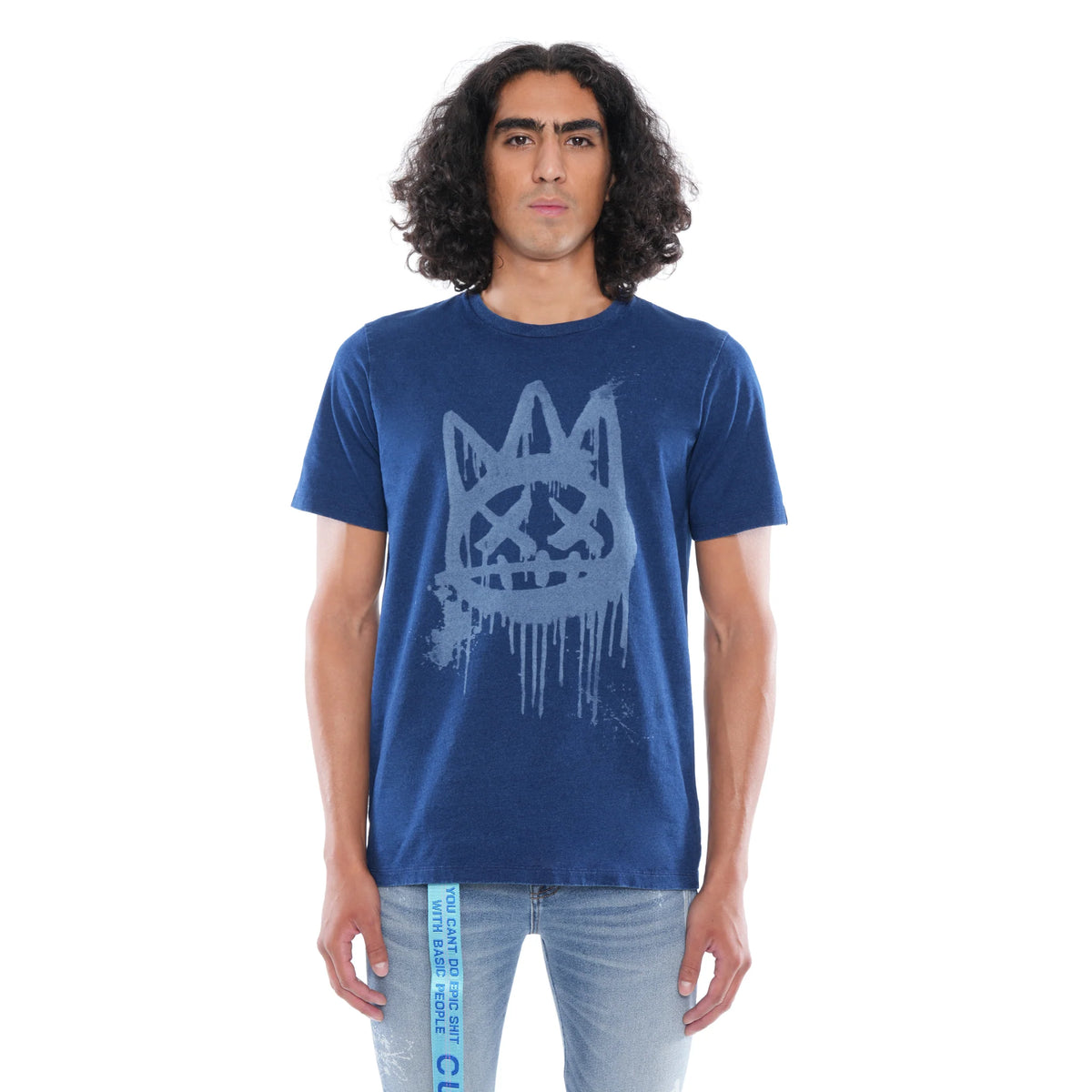 Cult Of Individuality - Short Sleeve Crew Neck Tee "Spray Logo" - Indigo
