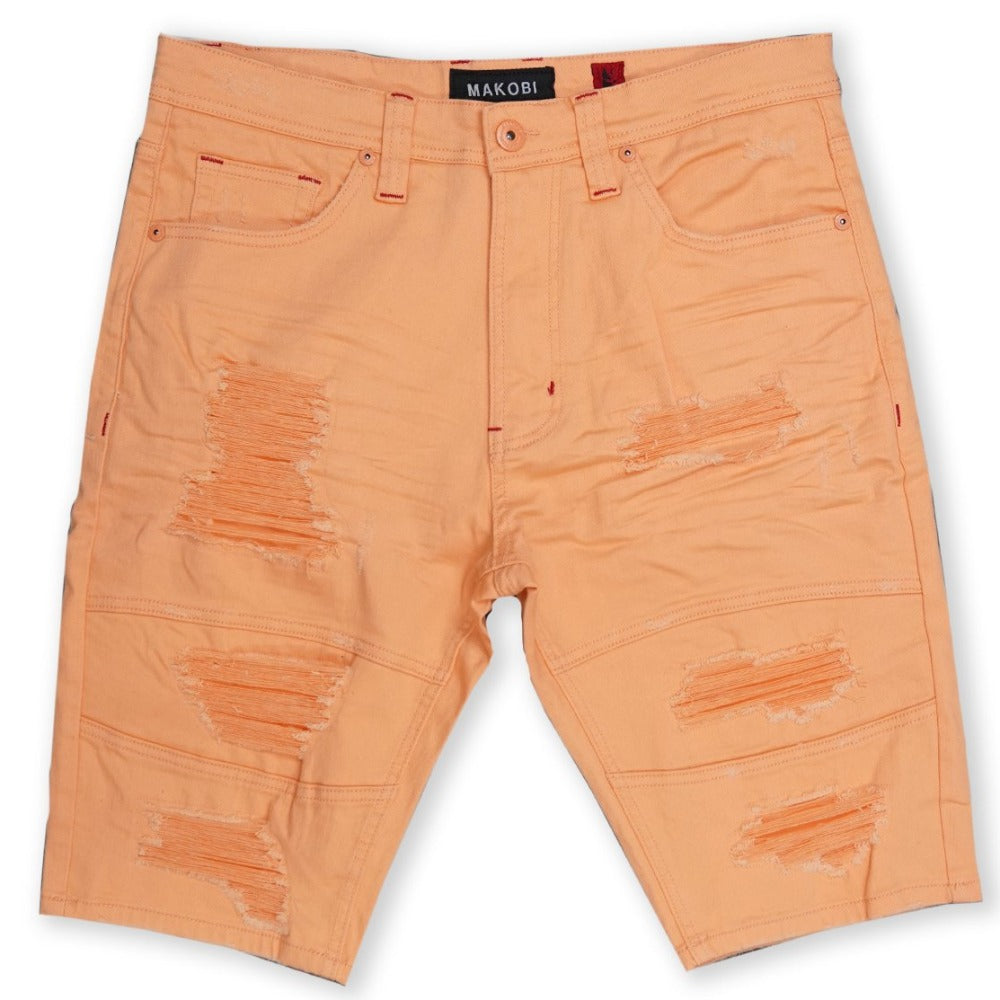 Avlaki Shredded Twill Shorts-Peach