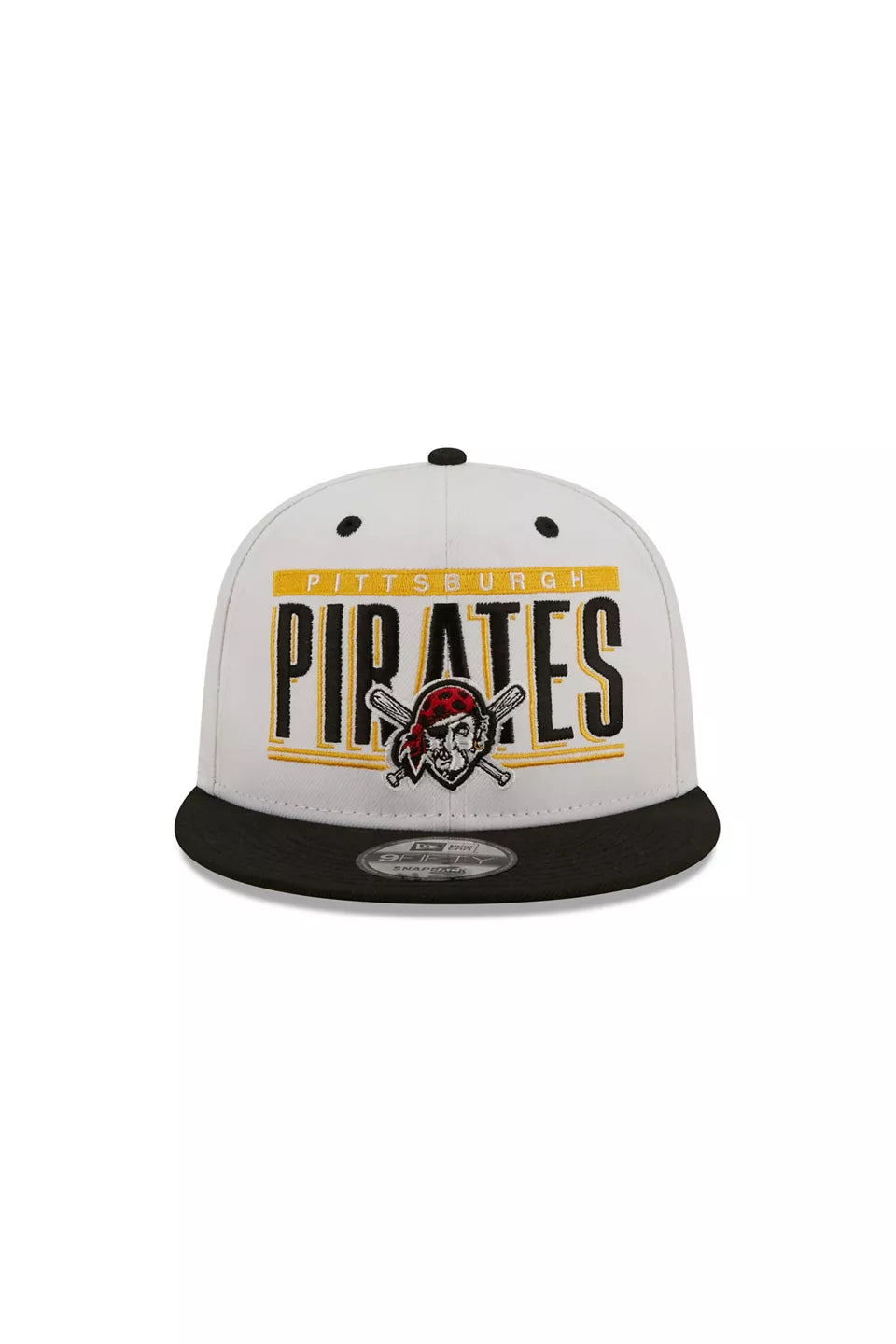 Pittsburgh Pirates New Era Retro Title 9FIFTY Snapback Hat - White/Black/Yellow