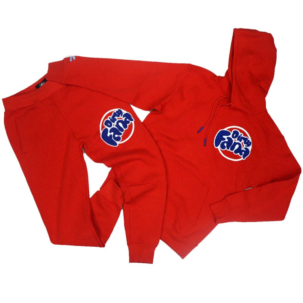 Dirty Fana Hooded Jogger Set-Fire Red