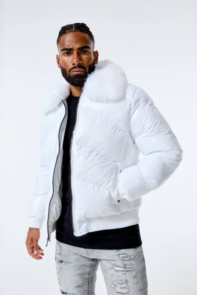 Jordan Craig Fur Lined Parka Coat (White)