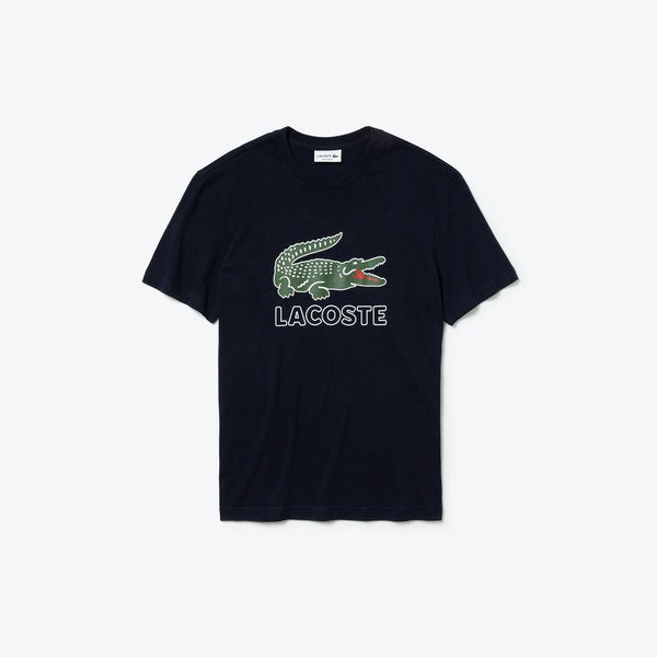 LaCoste-Men's Graphic Croc T-shirt-Navy Blue • 166-TH6386