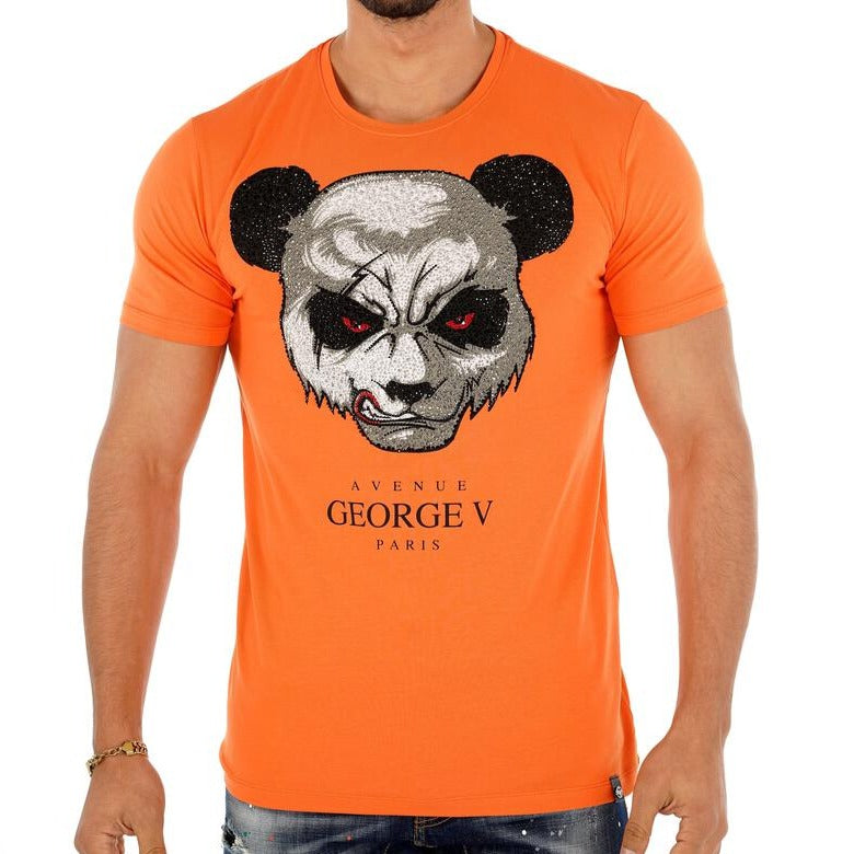 George V-Bear Face Tee-Orange