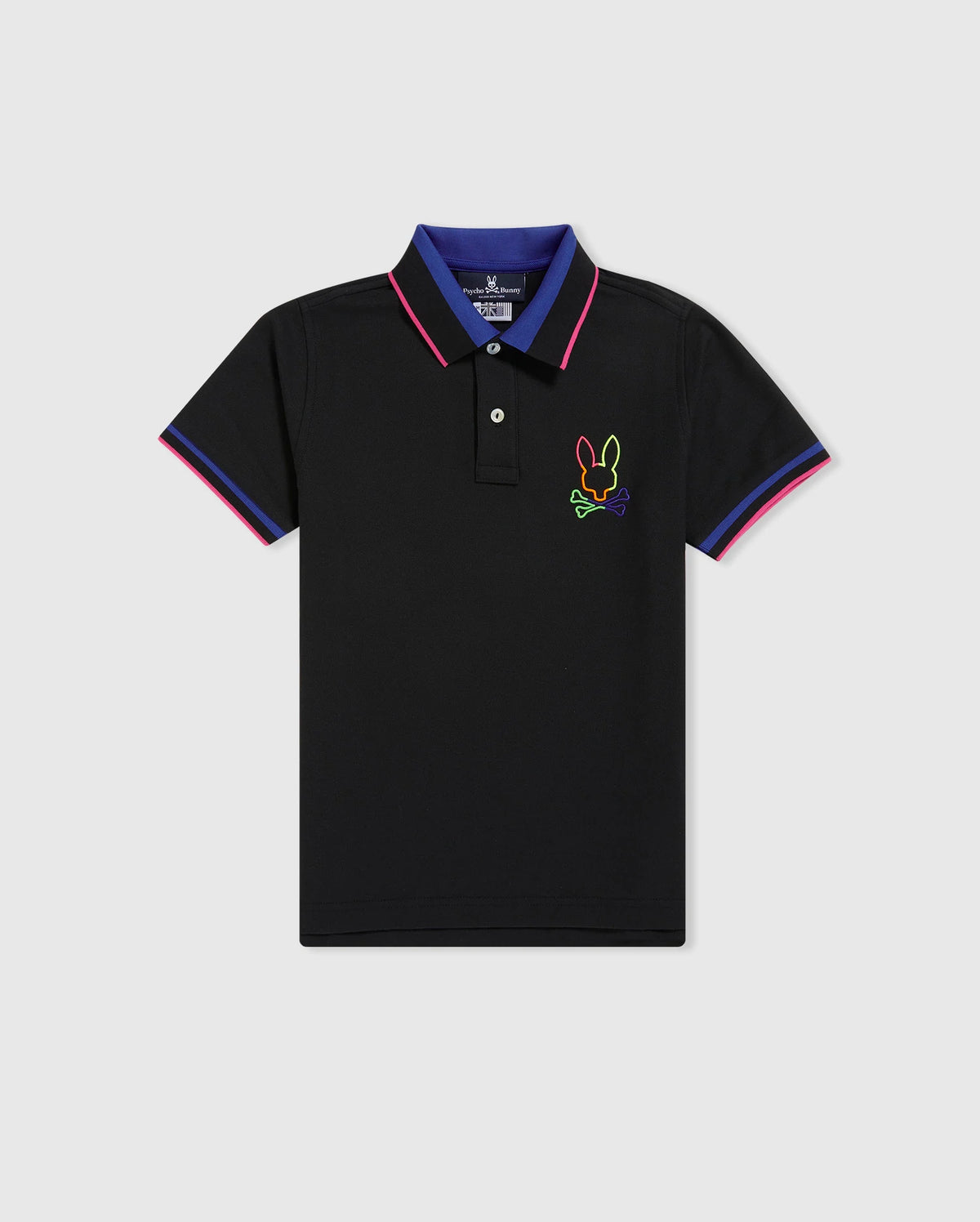 Kids Leo Outline Bunny Polo - Black