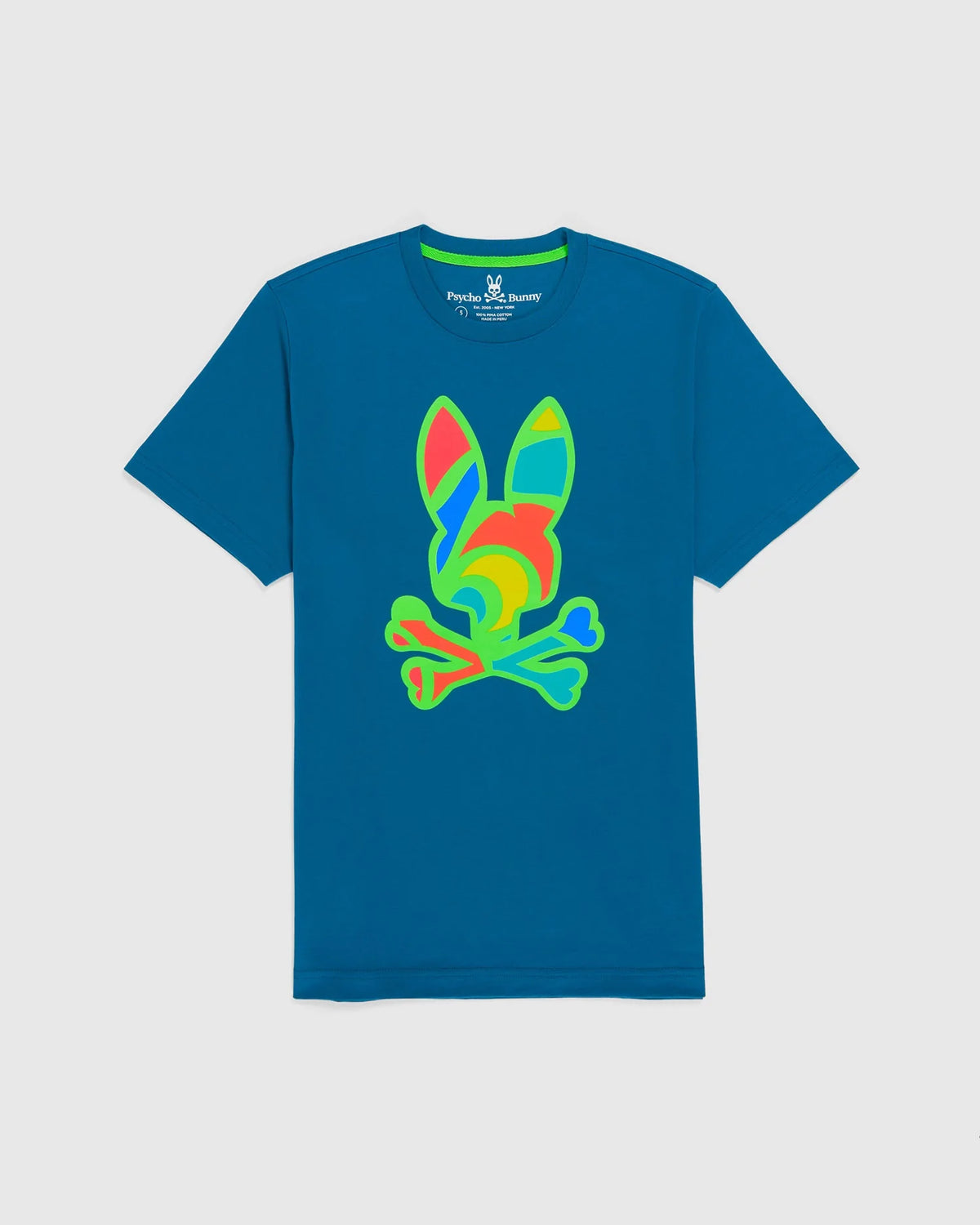 Psycho Bunny (B6U112W1PC) - Hilsboro Multi Color Bunny Tee - Aegean Sea