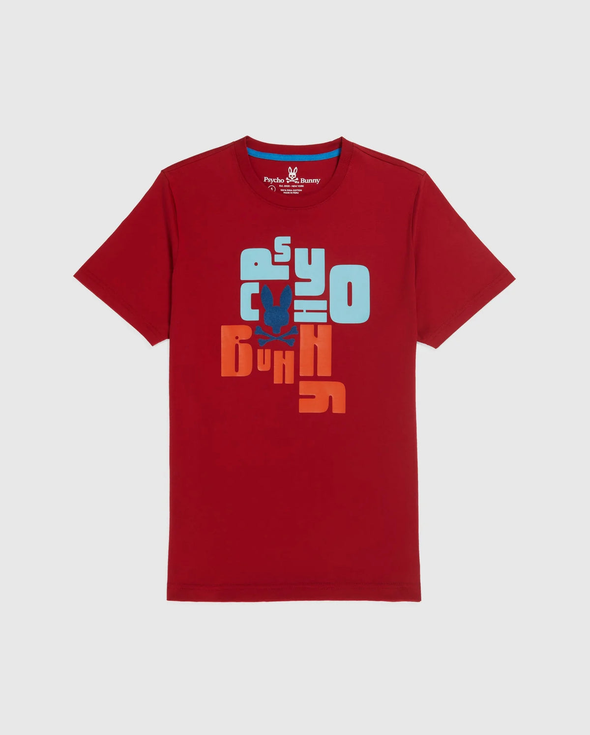 Psycho Bunny (B6U113W1PC) - Lyons Flocking Graphic Tee - Rio Red