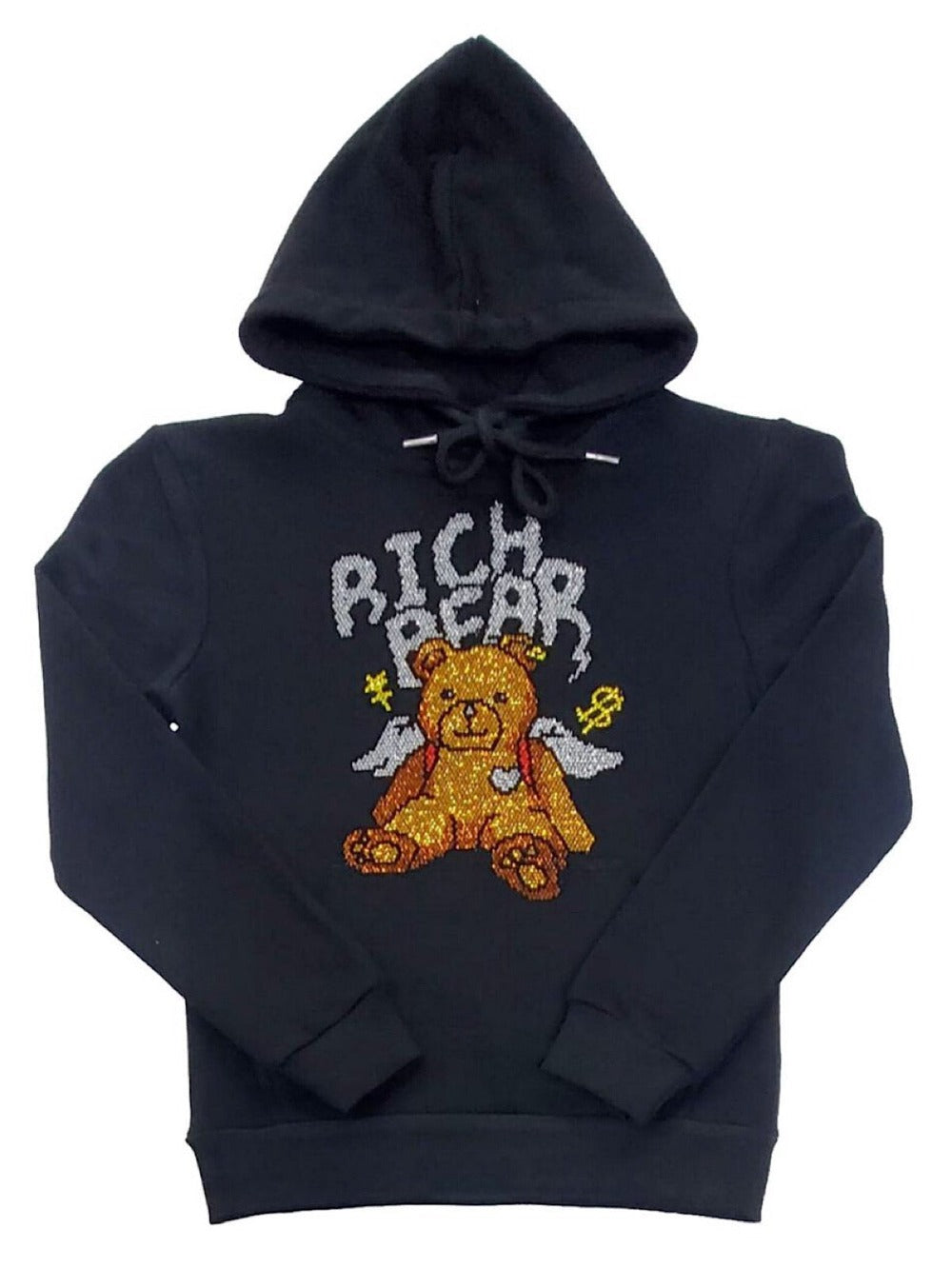 Kids Rawyalty Hoodie Rich Bear Bling-Black