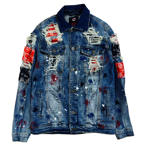 Red Rip Jacket Rip & Repair Denim Jacket - Blue/Red – Todays Man Store
