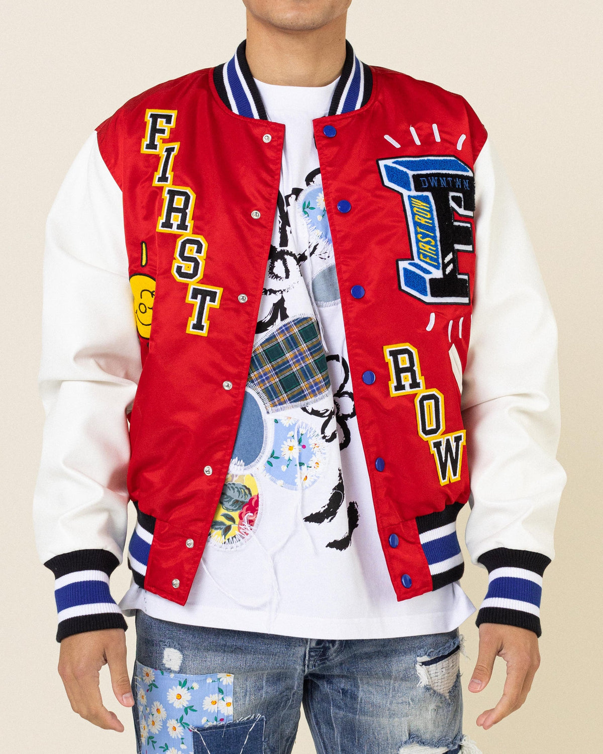 Earth & Sun Letter Man Jacket-Red