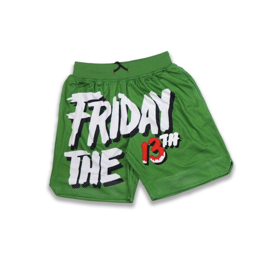 Friday The 13th Black Basketball Shorts-Green