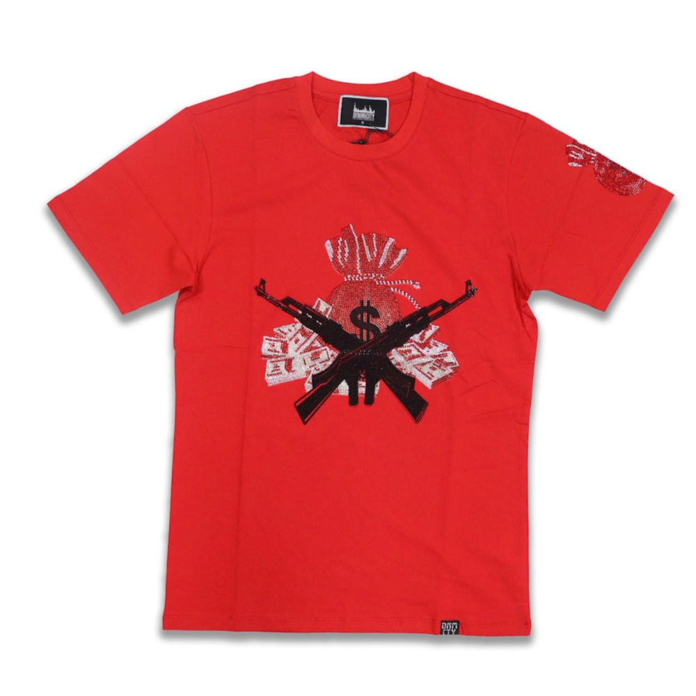 Money Bag Crystal Tee-Red