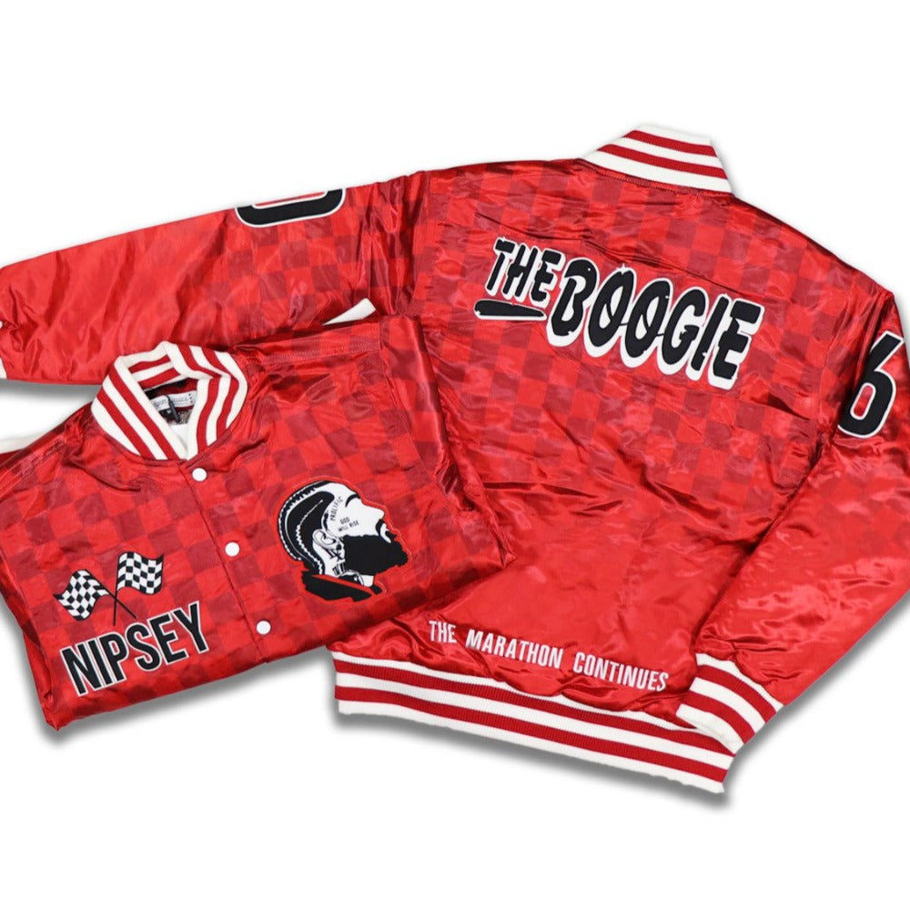 Nipsey Boogie Tournament Satin Jacket-Red