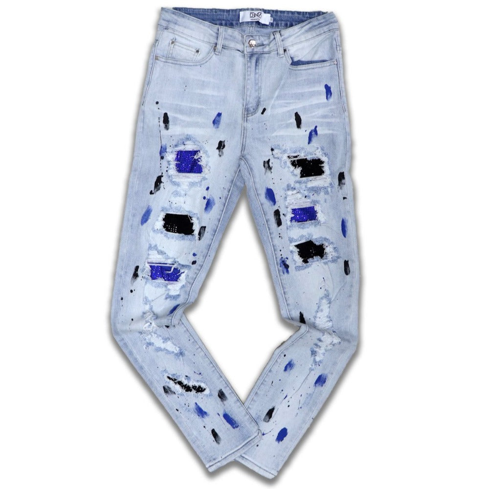 DNA Blue Stones & Paint Jeans-Blue