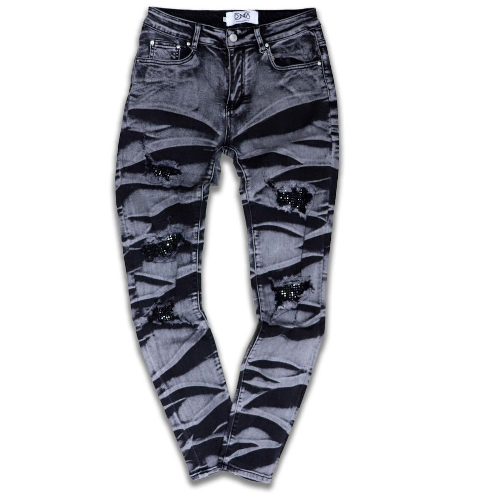 Honeycomb DNA Jeans W/Stones-Black/Grey
