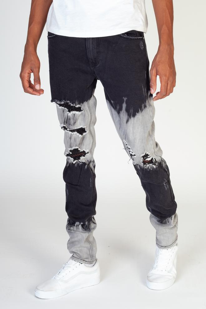 KDNK-Ombre Bleached Jeans-Black