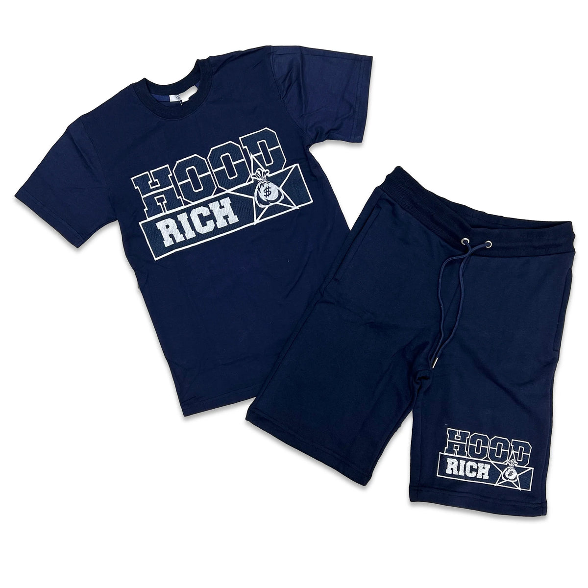 Retro Label Hood Rich Shirt & Short Set - Midnight Navy