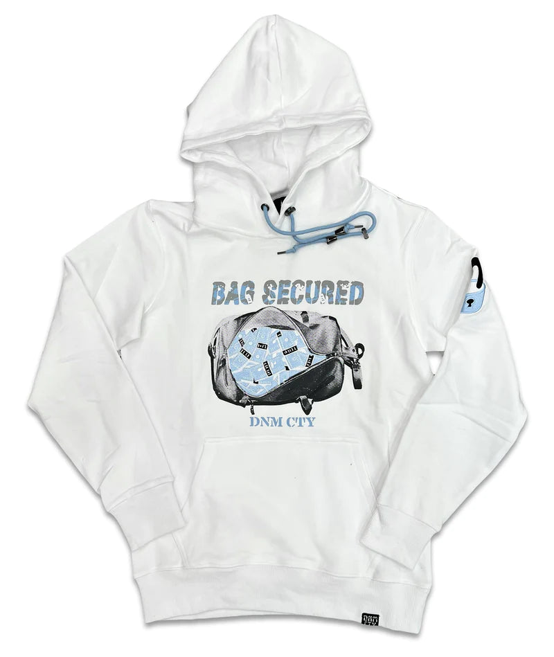 DENIMiCity-Bag Secured Hoody (White/UNC Blue)