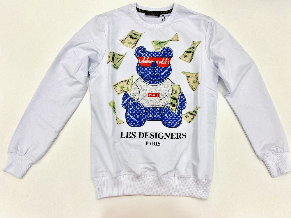 Les Designers-Paris-Money-Bear-crewneck-sweatshirt/white