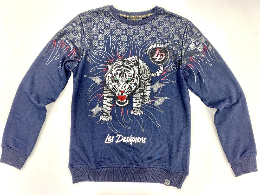 Les Designers-Paris-Tiger-crewneck-sweatshirt/Navy