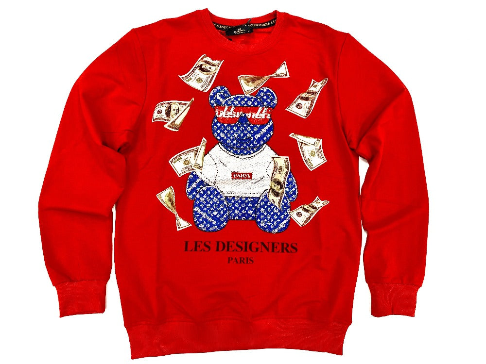 Les Designers-Paris-Money-Bear-crewneck-sweatshirt/RED