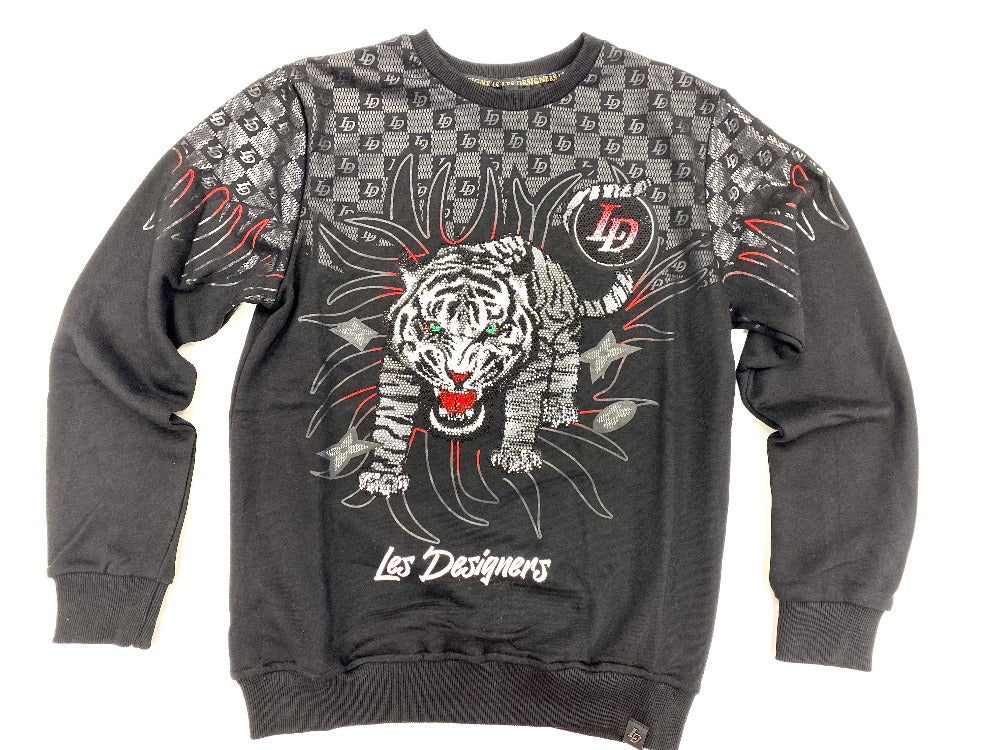 Les Designers-Paris-Tiger-crewneck-sweatshirt/Black