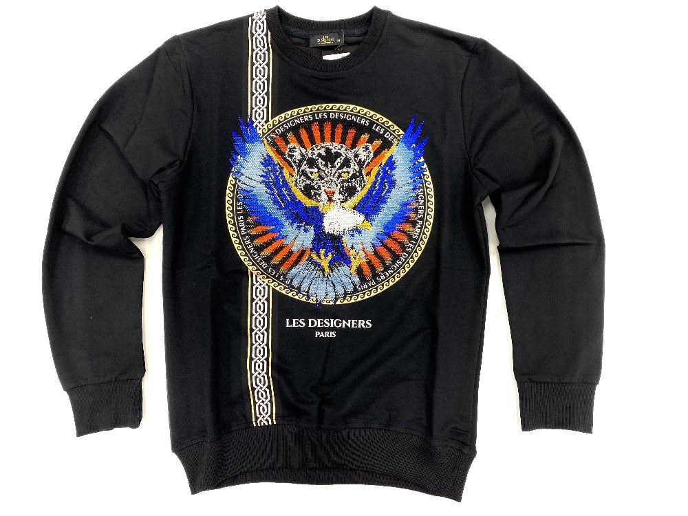 Les Designers-Paris-Eagle-crewneck-sweatshirt/Black
